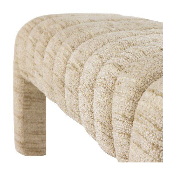 Bež podstavljena klupa od bouclé tkanine Frex – WOOOD-image-4