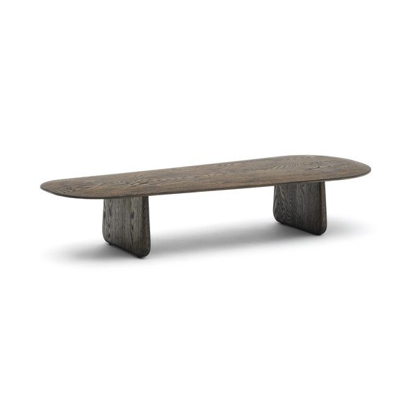 Tamno smeđi stolić za kavu od punog hrasta 64x146 cm Pirita – Kave Home