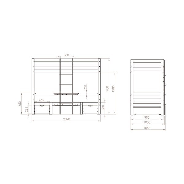 Dječji krevet od masivnog bora na kat s prostorom za odlaganje 90x200 cm u prirodnoj boji Elen – Olivia Living-image-3
