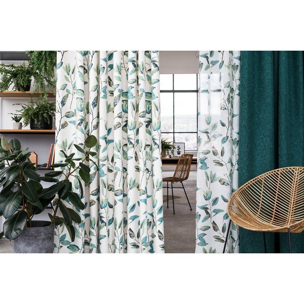 Zelena/krem zavjesa s kukama 210x260 cm Maui – Mendola Fabrics-image-3