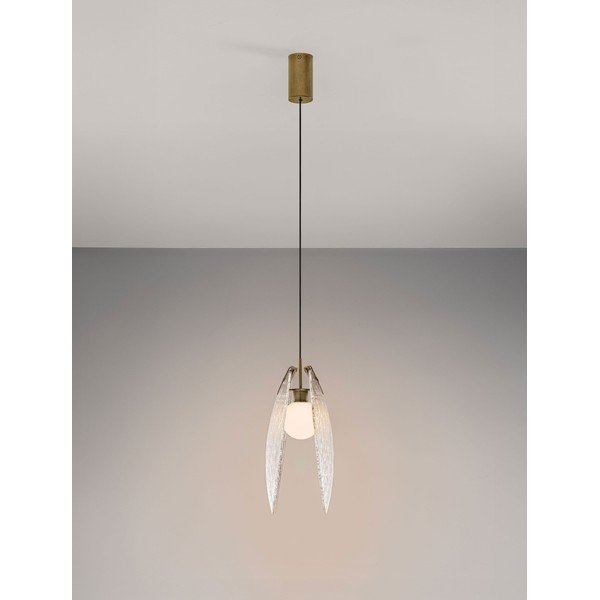 Mjedena željezna LED viseća svjetiljka sa staklenim sjenilom Shelina – Nova Luce-image-3