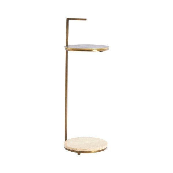 Okrugao pomoćni stol s kamenom pločom stola ø 26 cm Leda – Light & Living-image-2