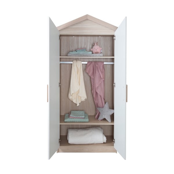 Bijela/u prirodnoj boji dječja garderoba u dekoru hrasta 96x190x50 cm Cabane – Roba-image-3