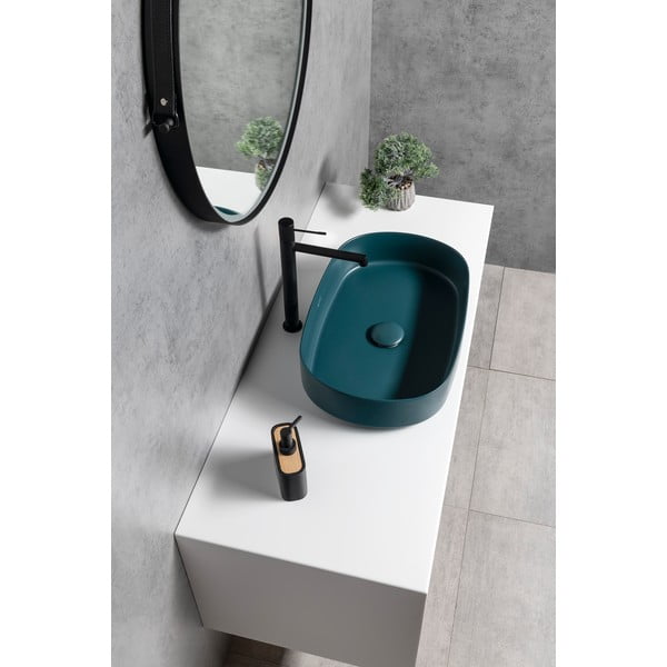 Mat crna stojeća slavina za umivaonik Solaris – Sapho-image-1