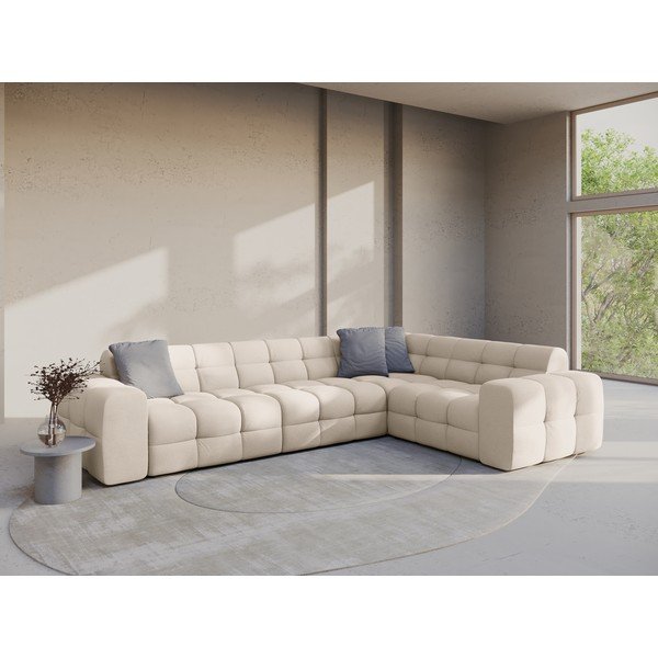 Bež kutna garnitura (s desnim kutom/u obliku slova L) Kendal – Micadoni -image-1