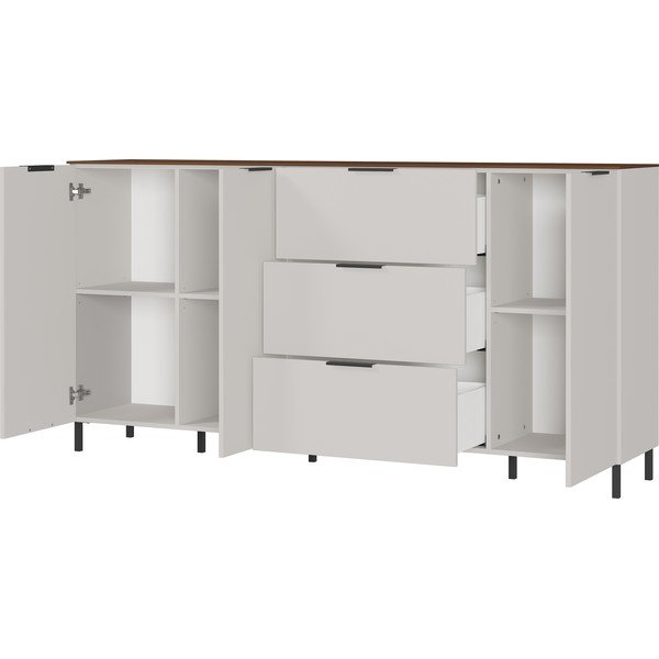 Sivo-bež niska komoda u dekoru oraha 192x98 cm California - Germania-image-2