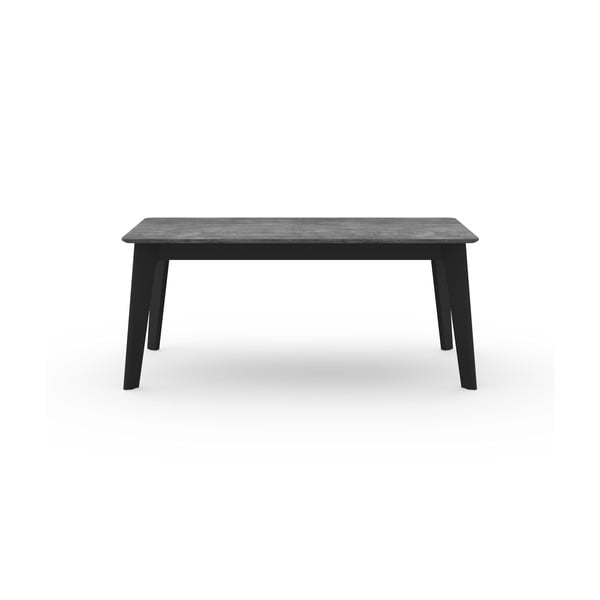 Crni proširiv blagovaonski stol s pločom stola u betonskom dekoru 100x180 cm Shadow – TemaHome