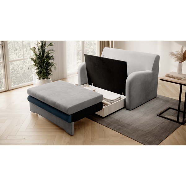 Plava/svijetlo siva baršunasti sklopiva sofa 130 cm Ario – ELTAP-image-3