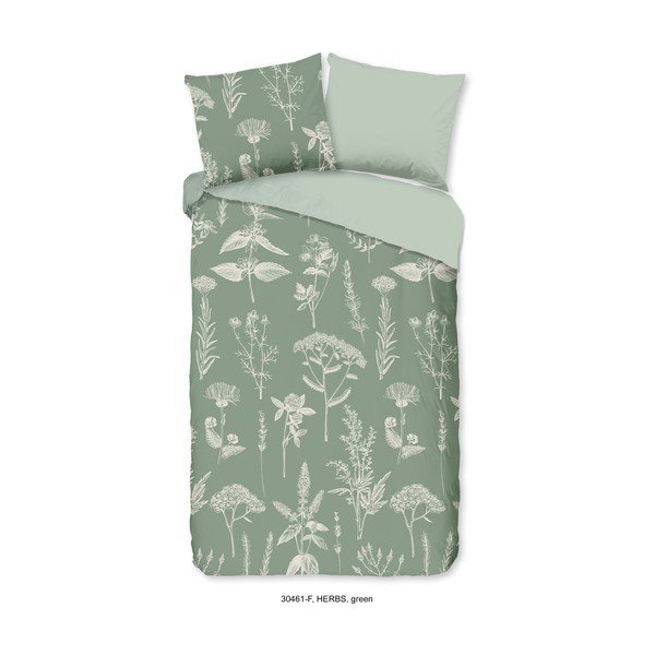 Kadulja zelena flanelska posteljina za krevet za jednu osobu/za produženi krevet 140x220 cm Herbs – Good Morning