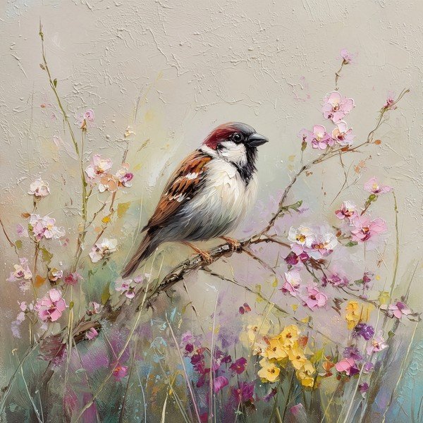 Tiskana slika na platnu 32x32 cm Sparrow – Styler