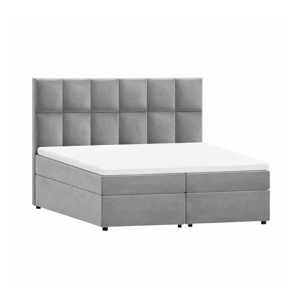 Svijetlo sivi boxspring krevet s prostorom za odlaganje 200x200 cm Flip – Ropez