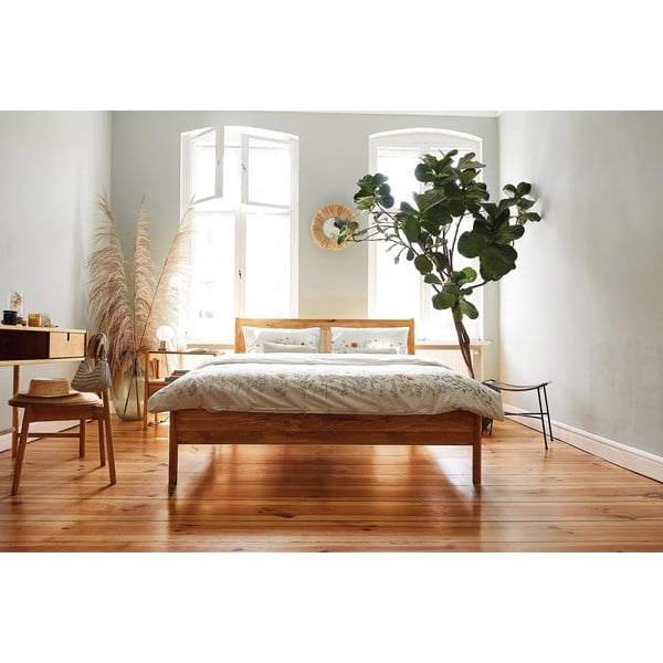 Bračni krevet od hrastovine sa uzglavljem od ratana 180x200 cm Pola - The Beds-image-4