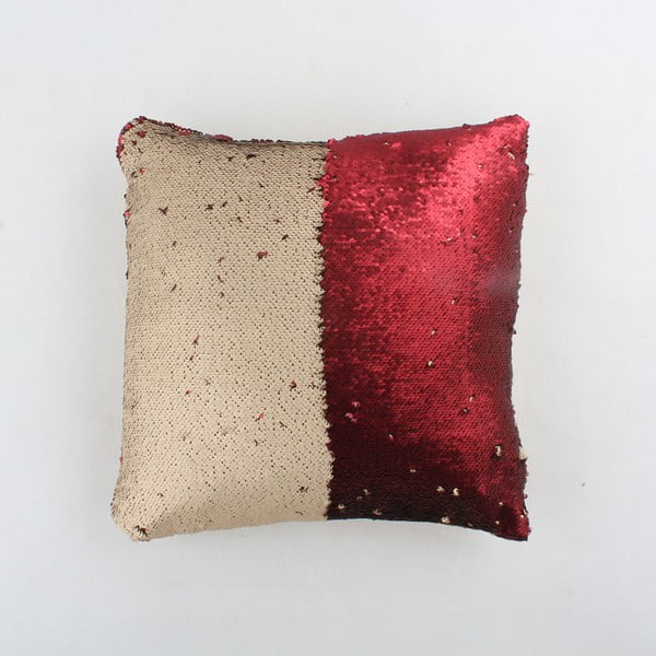 Crveno-bež jastuk sa šljokicama Dakls, 40 x 40 cm