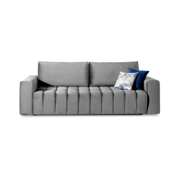 Svijetlo siva baršunasti sklopiva/s prostorom za odlaganje sofa 247 cm Lazaro – ELTAP