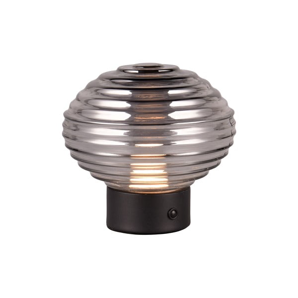 Crna/siva LED stolna lampa s mogućnosti zatamnjivanja sa staklenim sjenilom (visina 14,5 cm) Earl – Trio-image-2