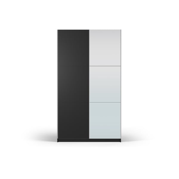 Crni ormar s ogledalom i kliznim vratima 122x215 cm Lisburn - Cosmopolitan Design