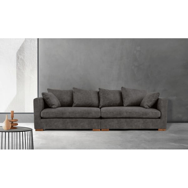 Antracitno siva sofa od imitacije kože 266 cm Hamburg – Scandic-image-1