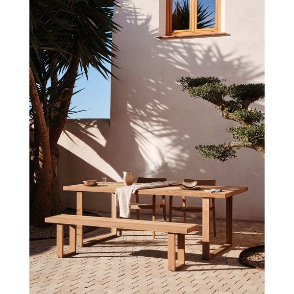 Drvena vrtna klupa u prirodnoj boji Canadell - Kave Home-image-4