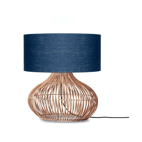Tamno plava/u prirodnoj boji stolna lampa s tekstilnim sjenilom (visina 60 cm) Kalahari – Good&Mojo