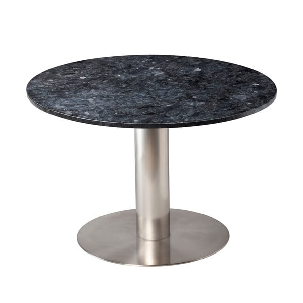 Blagovaonski stol od crnog granita s postoljem u srebrnoj boji RGE Pepo, ⌀ 105 cm