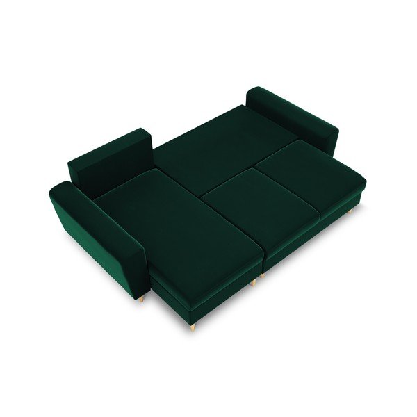 Zelena baršunasti sklopiva/s prostorom za odlaganje kutna garnitura Kyoto – Cosmopolitan Design-image-1