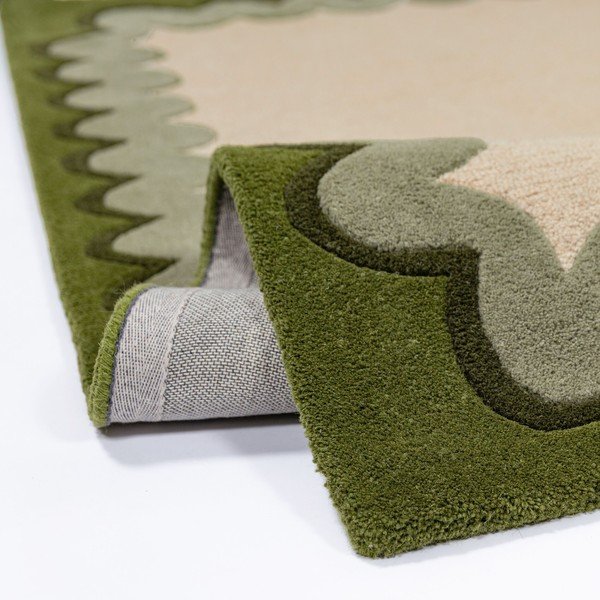 Zeleni/u prirodnoj boji ručno rađen vunen tepih 140x200 cm Wiggle Wool – Flair Rugs-image-2