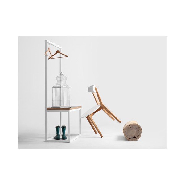 Bijela vješalica s klupom za sjedenje CustomForm Next, širine 75 cm-image-1