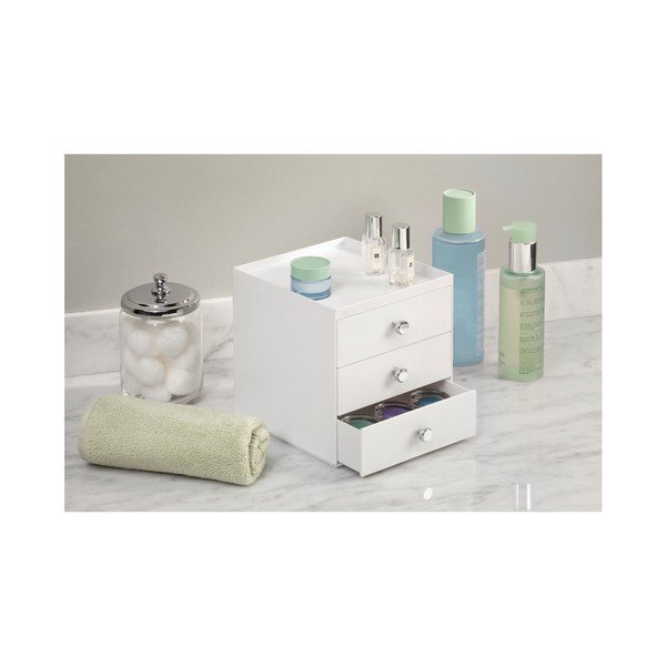 Bijela kutija za odlaganje s tri ladice iDesign, visina 18 cm-image-2