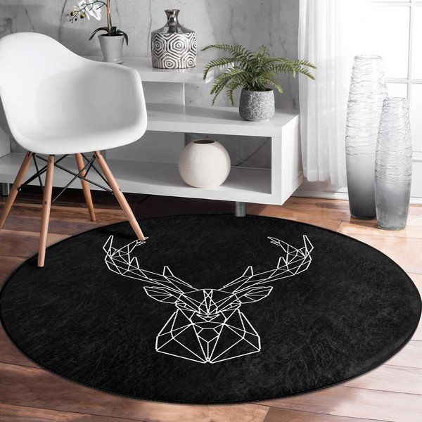 Crni periv/pogodan za robotski usisavač okrugli tepih ø 100 cm Comfort – Mila Home-image-3