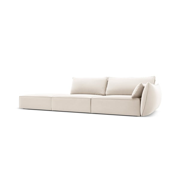 Bež baršunasta sofa s desnim kutom 264 cm Vanda – Mazzini Sofas-image-2