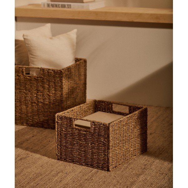 Košare u setu 2 kom za police od morske trave 32x27x22 cm Tossa – Kave Home-image-2