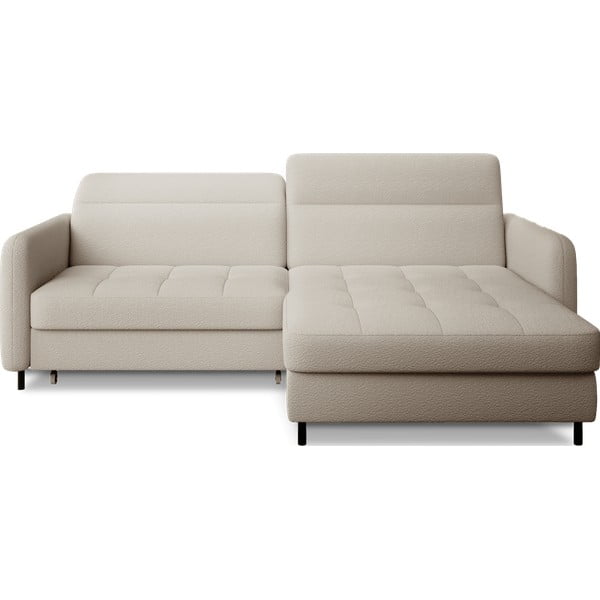 Bež sklopiva/s prostorom za odlaganje kutna garnitura od bouclé tkanine (s desnim kutom/s ležaljkom) Gomsi – ELTAP