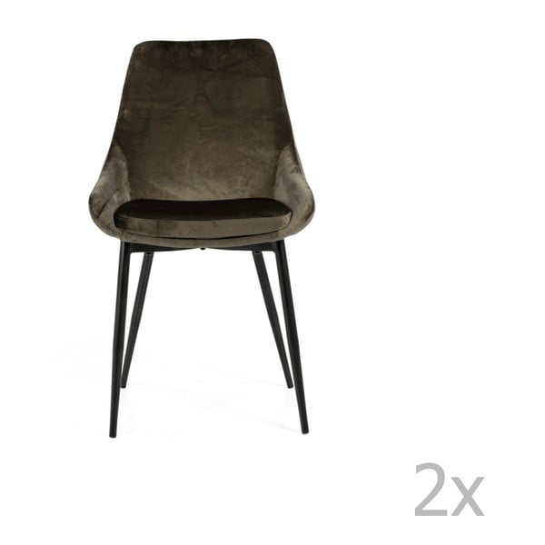 Set od 2 smeđe-sive blagovaonske stolice s baršunastim presvlakom Tenzo Lex