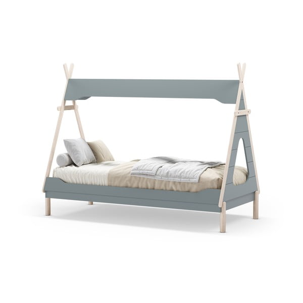 Petrolej zeleni dječji krevet od masivnog bora u obliku kućice 90x190 cm Nora – Marckeric-image-2