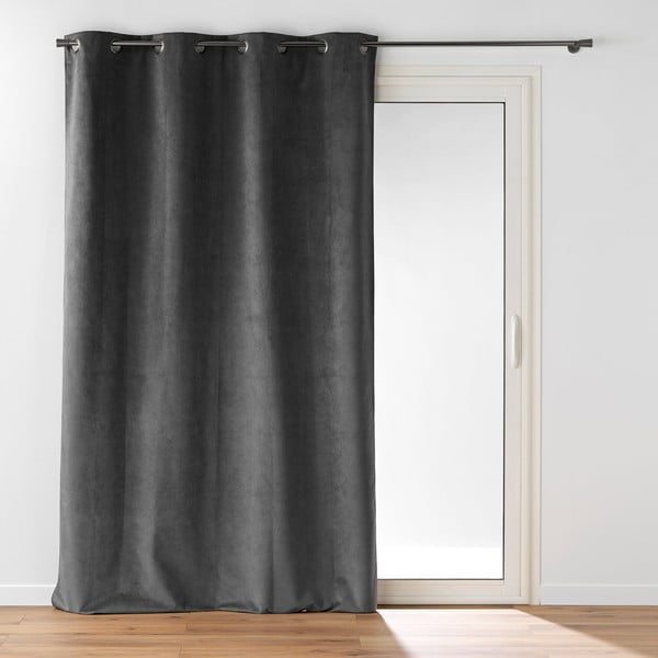 Antracitno siva zavjesa od samta 140x260 cm Olympe – douceur d'intérieur
