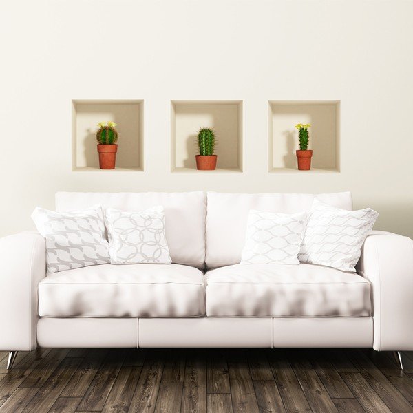 Set od 3 naljepnice s 3D efektom Ambiance Cactus-image-1