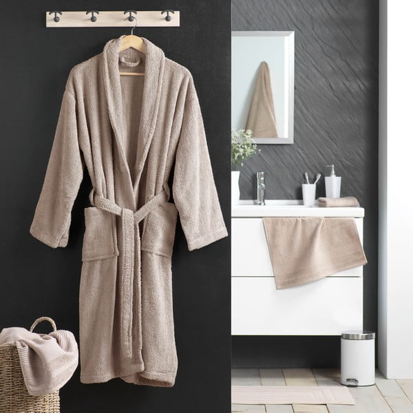 Svjetlo smeđi pamučan kućni ogrtač M Tendresse – douceur d'intérieur-image-1