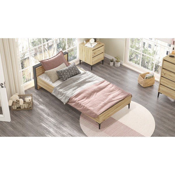 Krevet s podnicom 90x200 cm u prirodnoj boji AR5 – Kalune Design-image-1