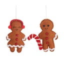 Tekstilni ručno izrađeni ukrasi za božićno drvce u setu 2 kom 6,5 cm Gingerbread Couple – Sass & Belle