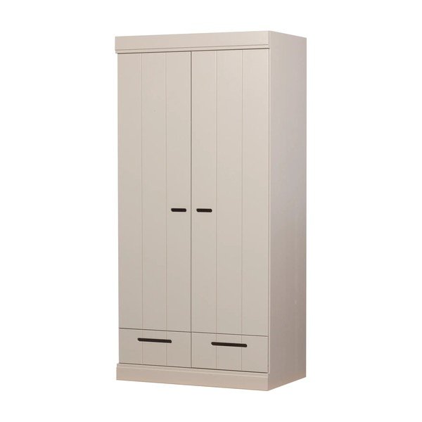 Sivo-bež ormar od masivnog bora 94x195x53 cm Connect – WOOOD