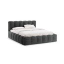 Tamno sivi tapecirani bračni krevet s prostorom za odlaganje s podnicom 140x200 cm Lupine – Micadoni 