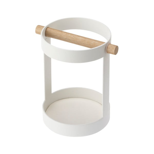 Bijeli stalak za kuhinjski alat s detaljem od bukovog drveta YAMAZAKI Tosca