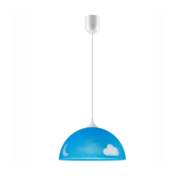 Plava dječja svjetiljka sa staklenim sjenilom ø 30 cm Day & Night – LAMKUR
