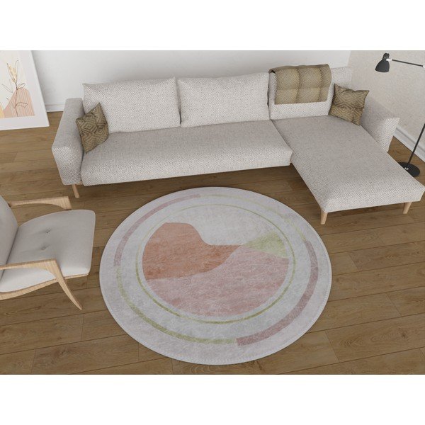 Narančasti/krem perivi okrugli tepih ø 120 cm Yuvarlak – Vitaus-image-1
