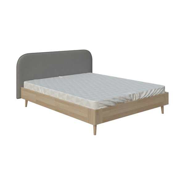 Sivi bračni krevet ProSleep Lagom Plain Wood, 180 x 200 cm