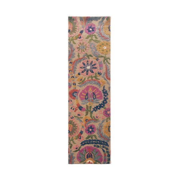 Ručno rađena vunena staza 80x300 cm Amira Floral  – Flair Rugs