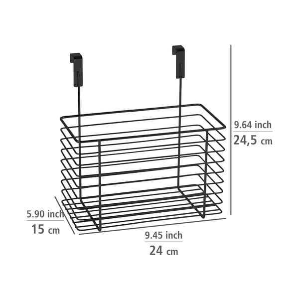 Crna viseća metalna košara za vrata Wenko Slim, visina 25 cm-image-4