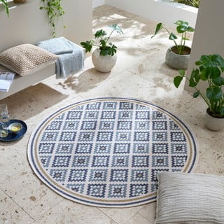 Žuti /plavi okrugao unutarnji i vanjski tepih ø 160 cm Zia Trellis – Flair Rugs