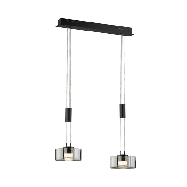 Crna LED viseća svjetiljka s mogućnosti zatamnjivanja sa staklenim sjenilom Lavin – Fischer & Honsel