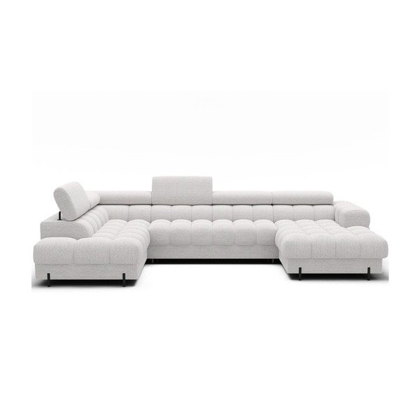 Krem sklopiva kutna garnitura od bouclé tkanine (s lijevim kutom/u obliku slova "U") Feraria – ELTAP